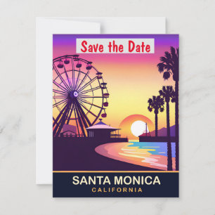 Save The Date Père Noël Monica, Ferris Wheel, Travel Postcard,