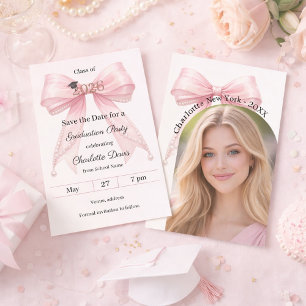 Save The Date Perles à ruban rose photo arche Fête de remise des