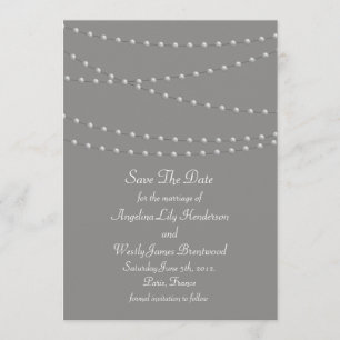 Save The Date Perles élégantes sur Grey Enregistrer la date