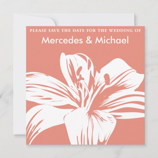 Save The Date Persimmon Lily Bloom Enregistrer la date Invitatio (Devant)