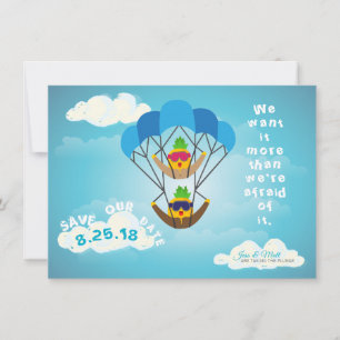 Save The Date Personnages de ananas parachutistes pour Sauvegard