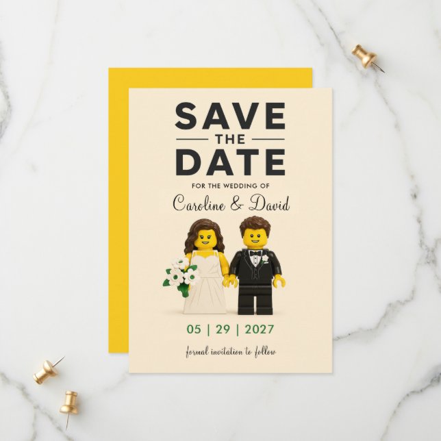 Save The Date Personnages de blocs de construction de briques de (Devant/Arrière en situation)