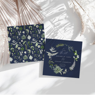 Save The Date Personnalisé Botanique Mariage Bleu Nuit Floral