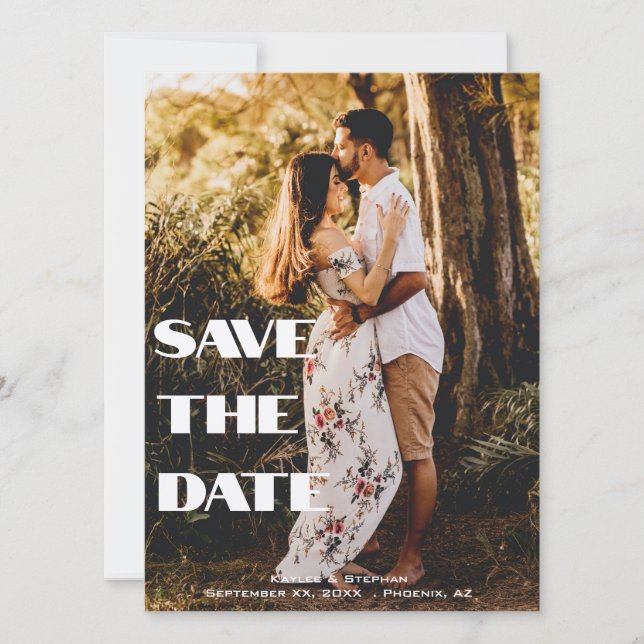 Save The Date Personnalisé Créer une photo moderne élégante pers (Devant)