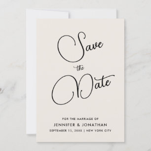 Save The Date Personnalisé Moderne Élégant manuscrit Simple Crèm