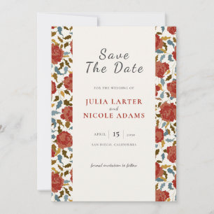Save The Date Pétales Floraux de Rose Sauvage Mariage Affaire de
