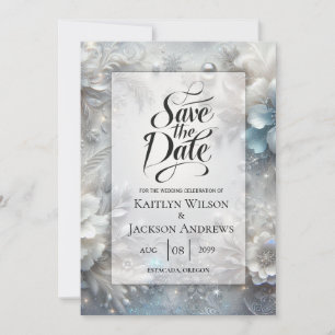Save The Date Pétales neigeux en Mariage de fleurs congelées