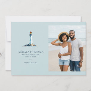 Save The Date Phare de la plage bleu serein