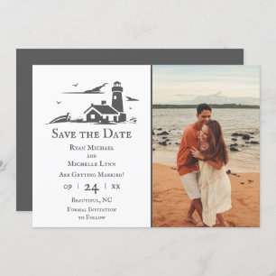 Save The Date Phare et bateau Nautique Plage de mer Mariage
