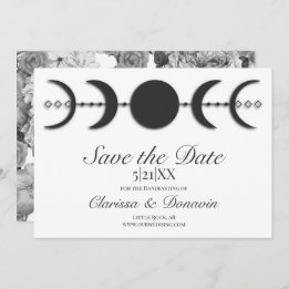 Save The Date Phase Lune Noire & Blanc Wiccan Handfasting