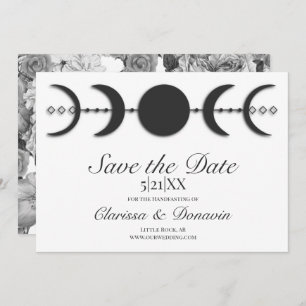 Save The Date Phase Lune Noire & Blanc Wiccan Handfasting