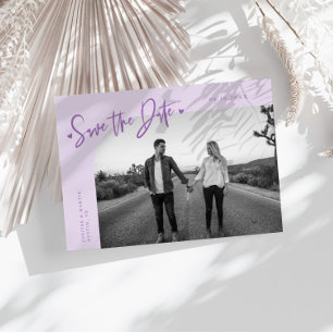 Save The Date Photo à encadré courbe lilas avec écriture moderne