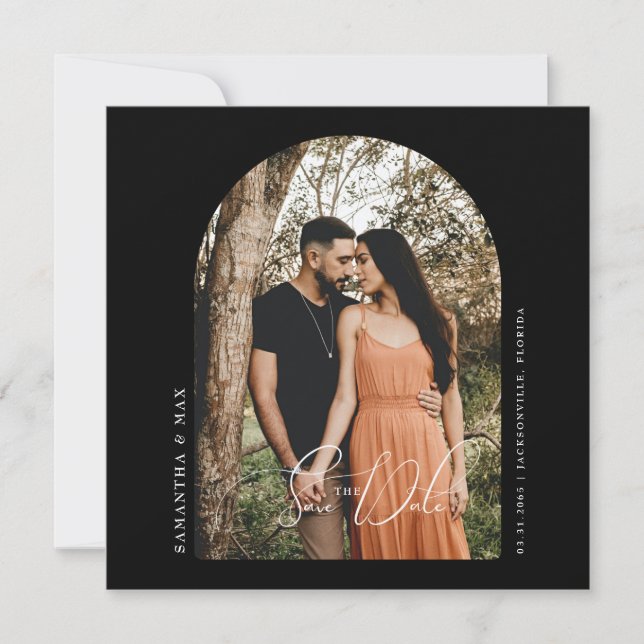 Save The Date Photo Arc Contemporain noir Enregistrer la date (Devant)