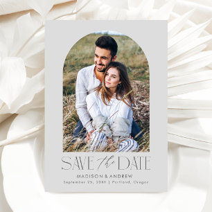 Save The Date Photo Arc gris moderne simple