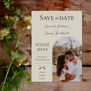 Save The Date Photo Arch Moderne Beige Enregistrer la date