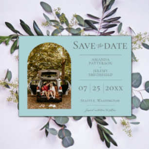 Save The Date Photo Arche simple Turquoise Enregistrer la date