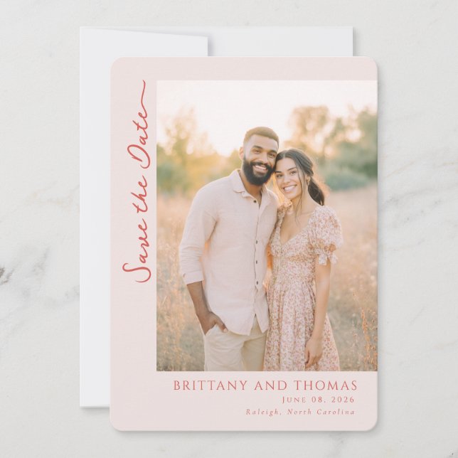 Save The Date Photo beige chaud romantique (Devant)