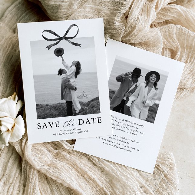 Save The Date Photo Black Bow (Créateur téléchargé)