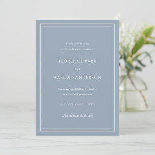 Save The Date Photo Bleu Dusty traditionnelle Mariage intemporel