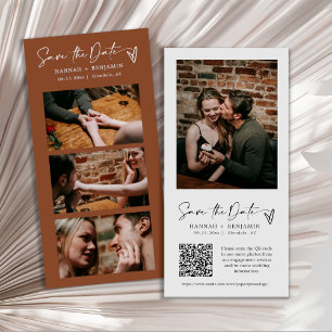 Save The Date Photo Boho de Terracotta moderne Bande de papier Q
