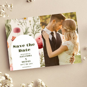 Save The Date Photo Boho Fleur sauvage Mariage botanique