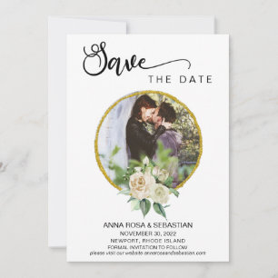Save The Date *~* PHOTO Boho Floral Roses Mariage Sauvez La Date
