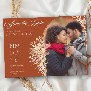 Save The Date Photo botanique à feuilles de terre cuite horizont