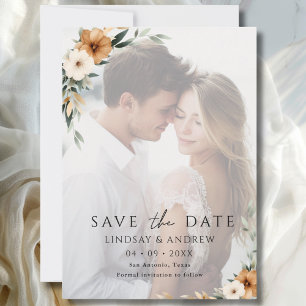 Save The Date Photo botanique terreuse en cuivre élégant