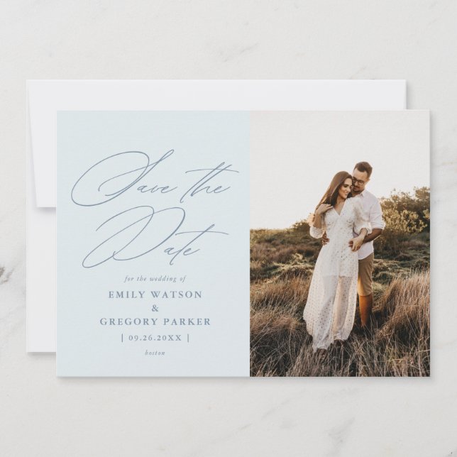 Save The Date Photo Calligraphy Wedding Modern (Devant)