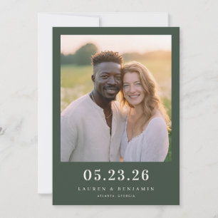 Save The Date Photo candide vert foncé chaud