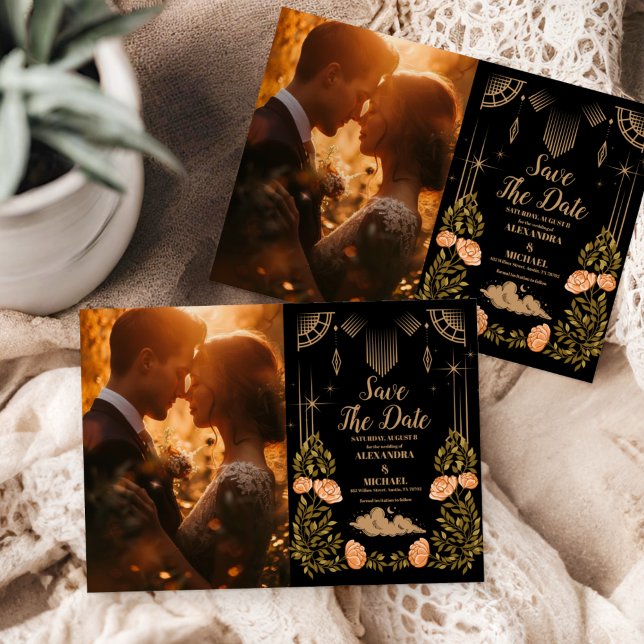 Save The Date Photo Céleste Nuit Noire Étoiles Mariage  (Créateur téléchargé)