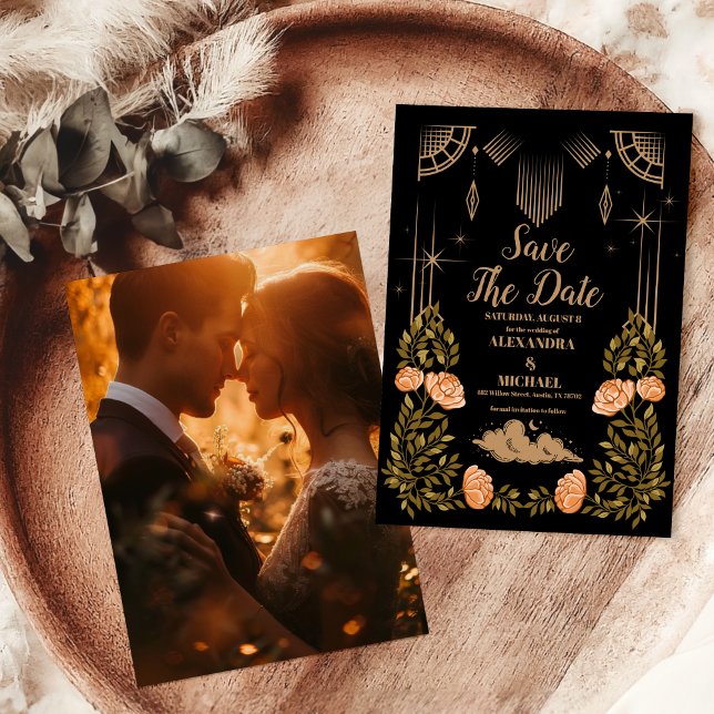 Save The Date Photo Celestial Midnight Black Stars Mariage (Créateur téléchargé)