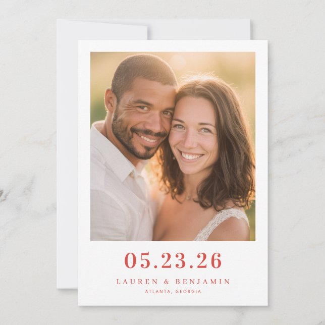 Save The Date Photo Chaleureux Romantique (Devant)