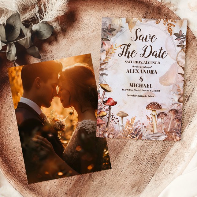 Save The Date Photo Champignon Mariage Forêt Enchantée (Créateur téléchargé)
