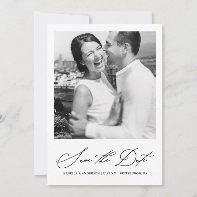 Save The Date Photo chic noir et blanc Enregistrez la date (Devant)