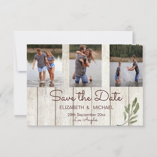 Save The Date Photo Chic Rustique Moderne Simple Mariage (Devant)