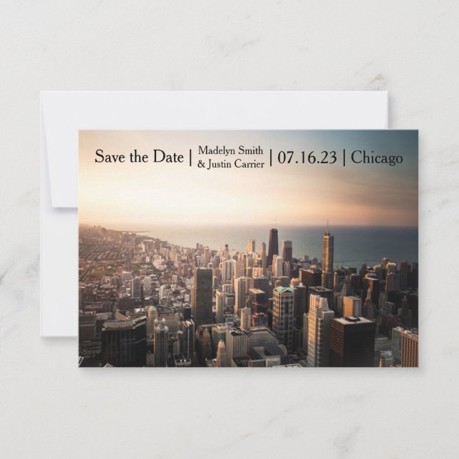Save The Date Photo Chicago - 3x5 Enregistrer la date (Devant)