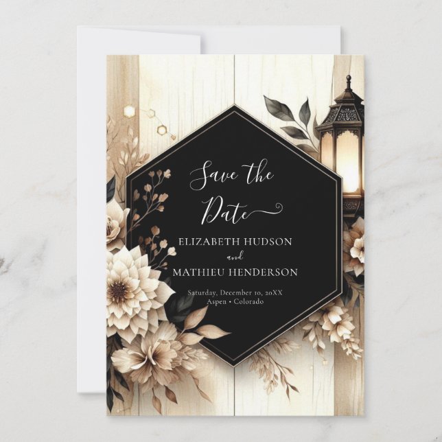 Save The Date Photo classique mariage rustique (Devant)