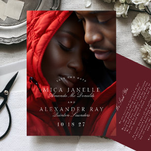 Save The Date Photo classique Maroon Bourgogne