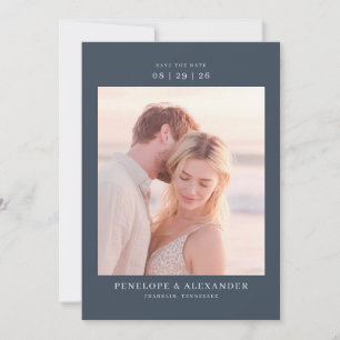 Save The Date Photo Classique Navy Romantique