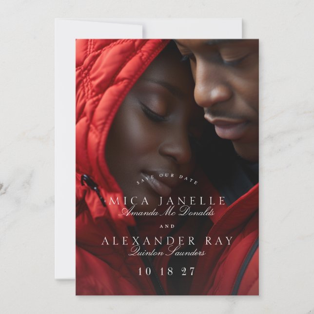 Save The Date Photo classique officielle Calligraphie verte (Devant)