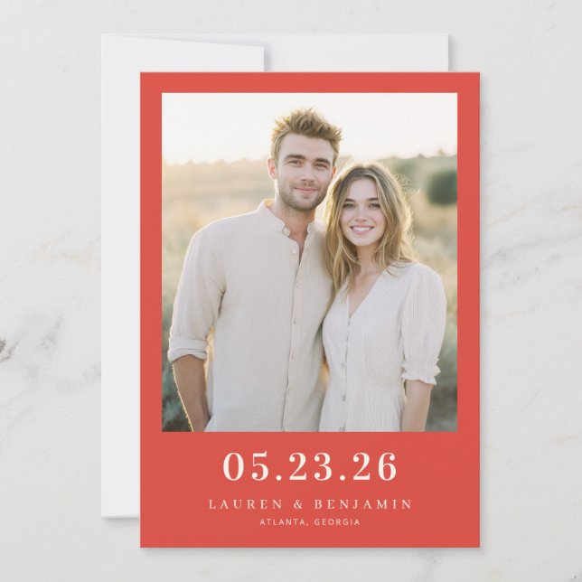 Save The Date Photo Classique Rouge Joyeux (Devant)