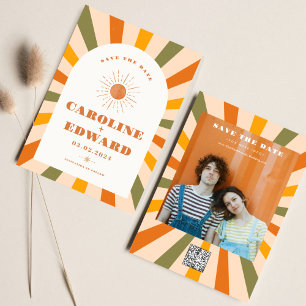 Save The Date Photo Code Qr Enregistrer La Date Rainbow Wavy Gro