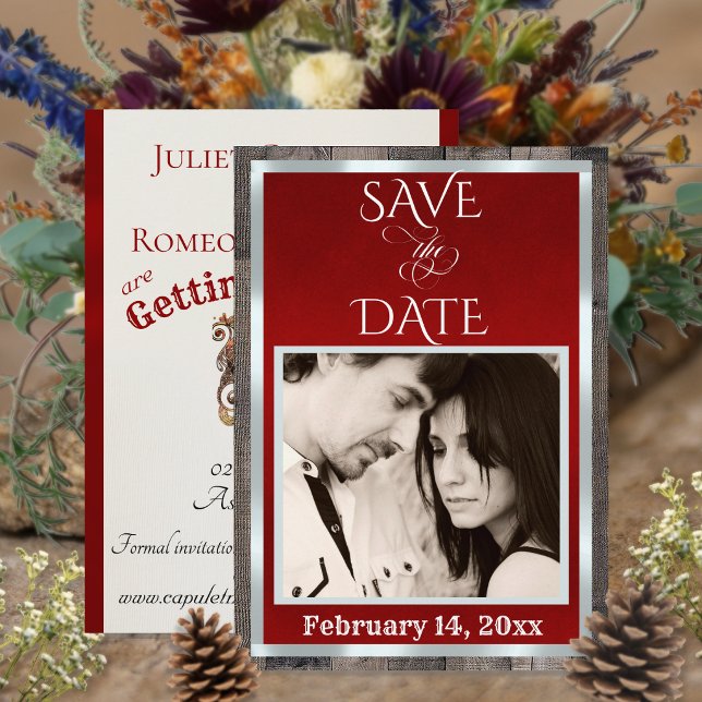 Save The Date Photo & Cœur - Rouge (Créateur téléchargé)
