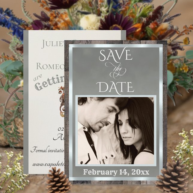 Save The Date Photo & Cœur - Sauge (Créateur téléchargé)