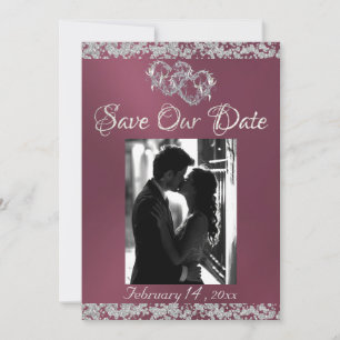 Save The Date Photo, Coeurs d'argent & Parties scintillant - Lav