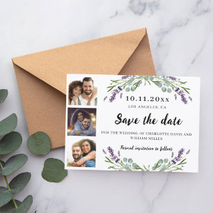 Save The Date Photo collage lavande floraux mariage