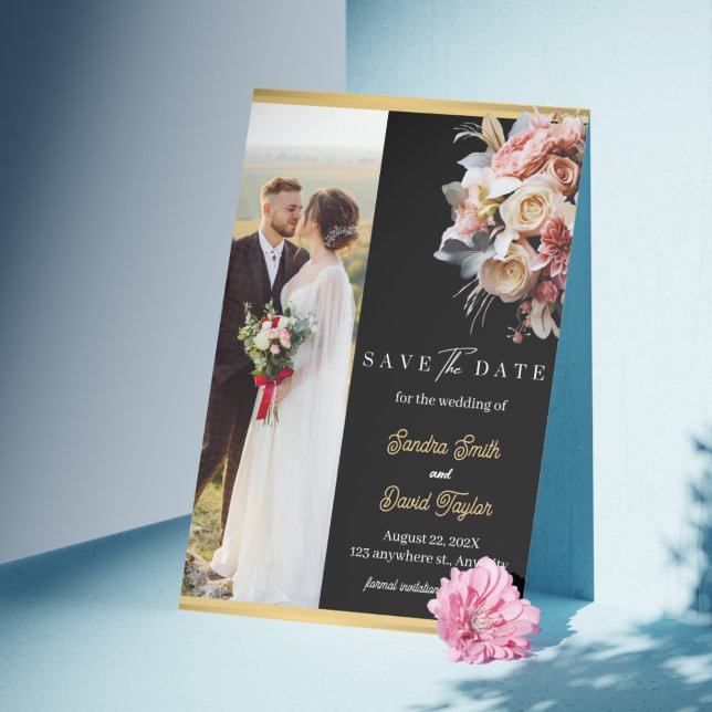 Save The Date Photo Complète Moderne Double Face Enregistrer La  (Modern Full Photo Double-Sided Save The Date Card)
