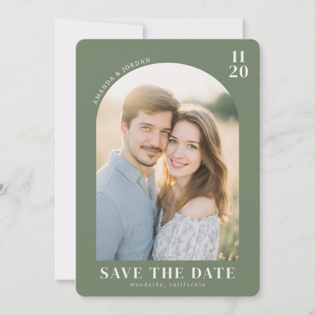Save The Date Photo contemporain vert chaud (Devant)