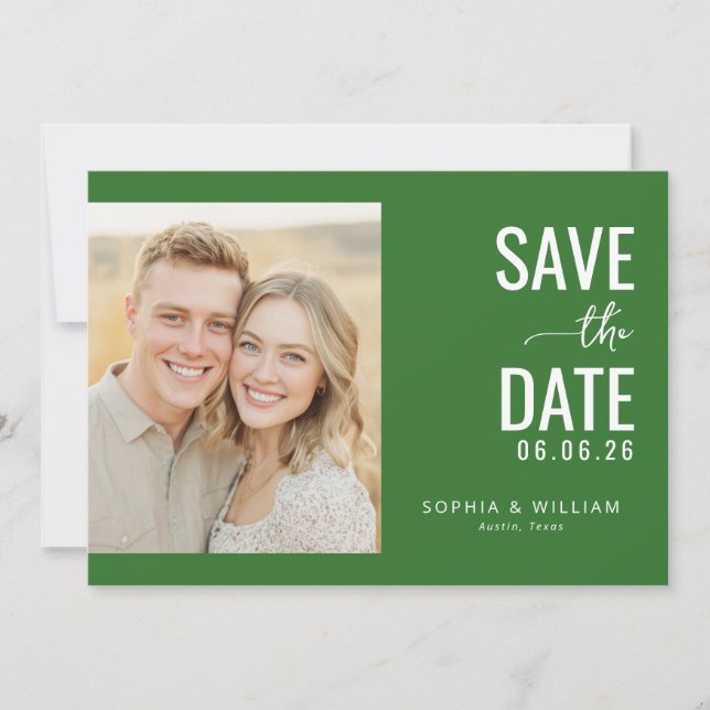 Save The Date Photo Contemporain Vert Joyeux (Devant)